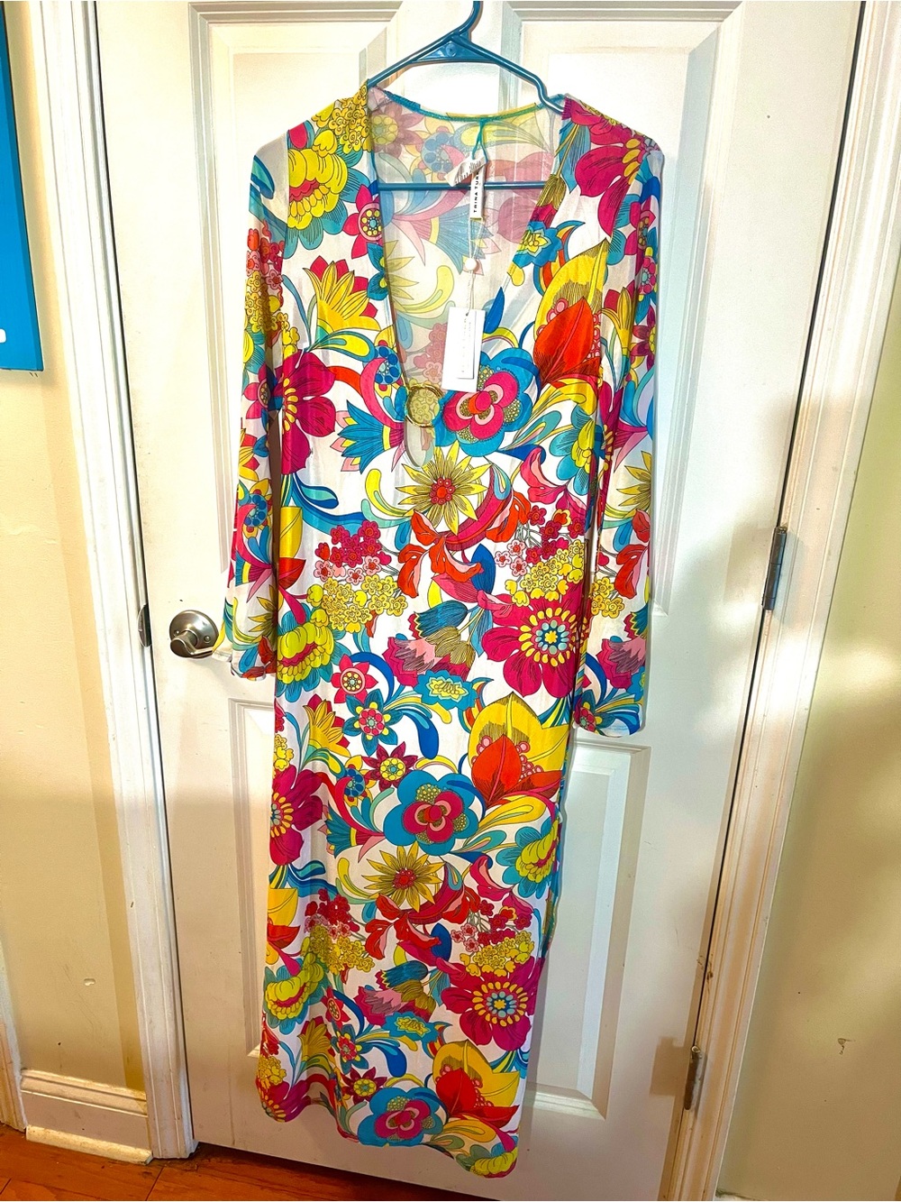 Trina Turk Bright Multi-Color Floral Maxi Dress bathing suit cover up